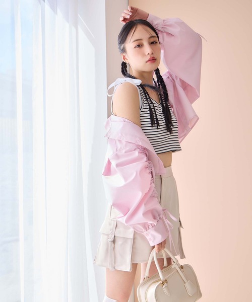 one after another NICE CLAUP（ワンアフターアナザーナイスクラップ）の「リボン取り外しできるカップ付きインナー（キャミソール・レディース・ブラック/ホワイト×ブラック/ピンク/オフホワイト・FREE）」の18枚目の写真