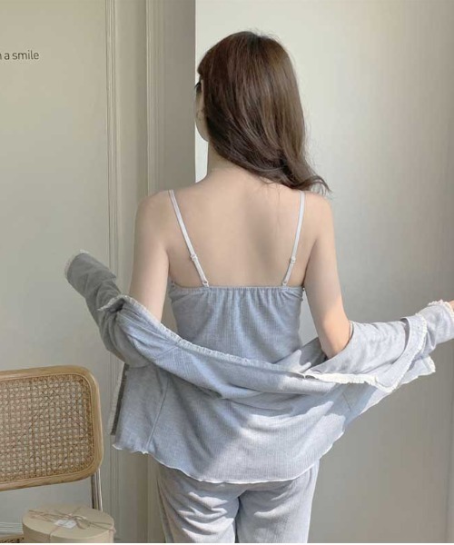 セール】3点セットルームウェア レース衿カーディガン＆パット付き