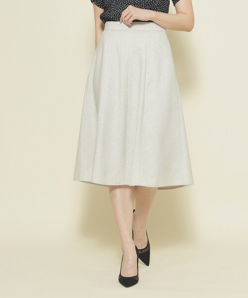 【セール】【洗える／日本製／シワになりにくい／ゴム仕様】デイリーに活躍する、麻調合繊フレアスカート（スカート）｜COUP DE CHANCE（クードシャンス）