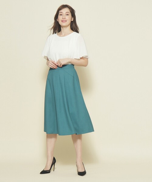 【セール】【洗える／日本製／シワになりにくい／ゴム仕様】デイリーに活躍する、麻調合繊フレアスカート（スカート）｜COUP DE CHANCE（クードシャンス）