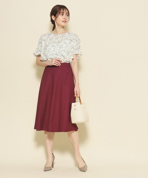 【セール】【洗える／日本製／シワになりにくい／ゴム仕様】デイリーに活躍する、麻調合繊フレアスカート（スカート）｜COUP DE CHANCE（クードシャンス）