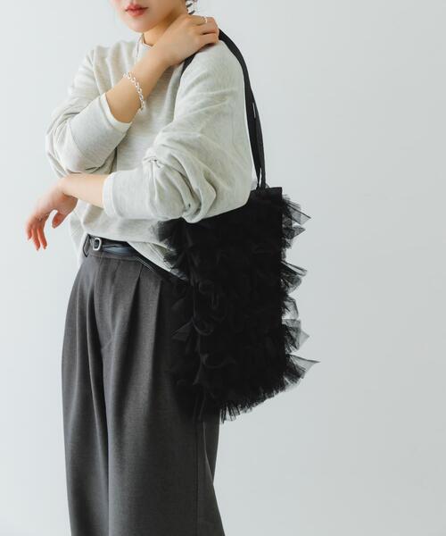 RODE SKO(ロデスコ)の「チュールトートバッグ(トートバッグ・レディース・アイボリー/グレー/ブラック・ONE)」の2枚目の写真