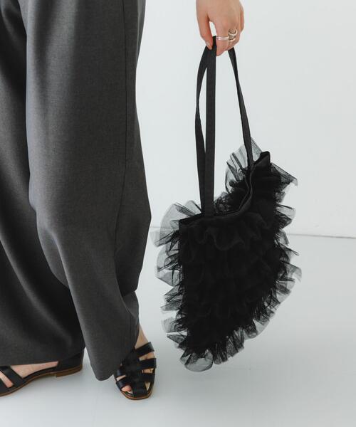 RODE SKO(ロデスコ)の「チュールトートバッグ(トートバッグ・レディース・アイボリー/グレー/ブラック・ONE)」の7枚目の写真