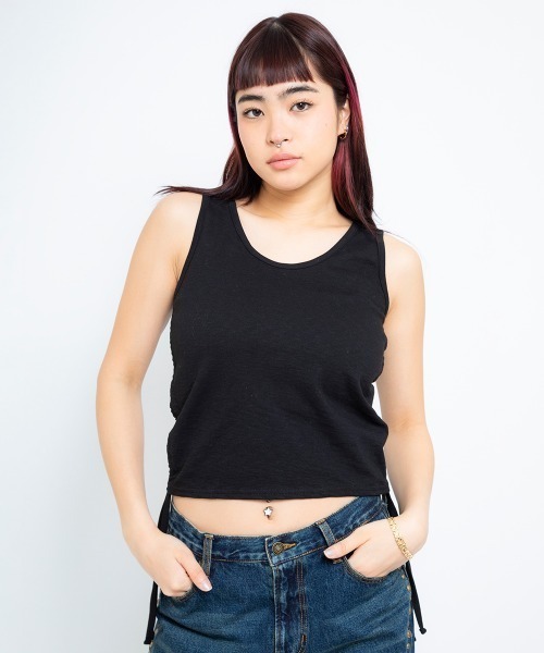 atmos pink(アトモスピンク)の「atmos pink 2WAY Side shirring Tank Top / アトモス ピンク ツーウェイ サイド シャーリング タンク トップ(タンクトップ・レディース・ピンク/カーキ/ブラック・FREE)」の6枚目の写真