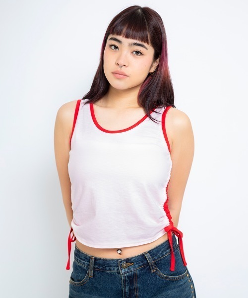atmos pink(アトモスピンク)の「atmos pink 2WAY Side shirring Tank Top / アトモス ピンク ツーウェイ サイド シャーリング タンク トップ(タンクトップ・レディース・ピンク/カーキ/ブラック・FREE)」の12枚目の写真