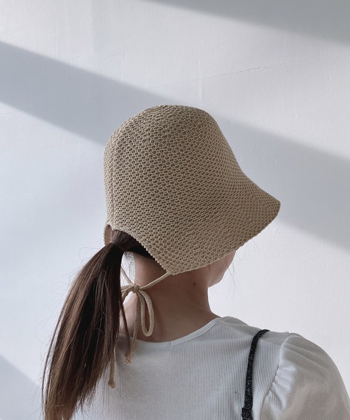 AS KNOW AS plus(アズノゥアズプラス)の「リボン付き ボンネットハット【ZOZOTOWN限定アイテム】(ハット・レディース・キャメル/アイボリー/ブラック・FREE)」の7枚目の写真