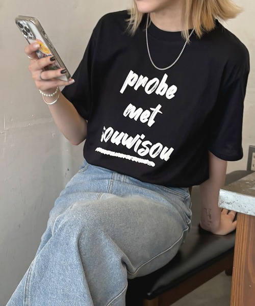 ABYS（アビス）の「プリントロゴ半袖Tシャツ（Tシャツ/カットソー・レディース・ホワイト×ブラック/ホワイト×ブルー/ブラック×ホワイト・FREE）」の3枚目の写真