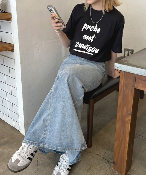 ABYS（アビス）の「プリントロゴ半袖Tシャツ（Tシャツ/カットソー・レディース・ホワイト×ブラック/ホワイト×ブルー/ブラック×ホワイト・FREE）」の4枚目の写真