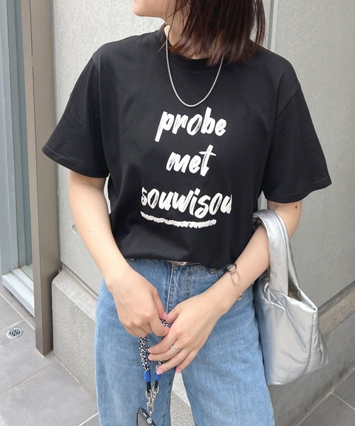 ABYS（アビス）の「プリントロゴ半袖Tシャツ（Tシャツ/カットソー・レディース・ホワイト×ブラック/ホワイト×ブルー/ブラック×ホワイト・FREE）」の8枚目の写真