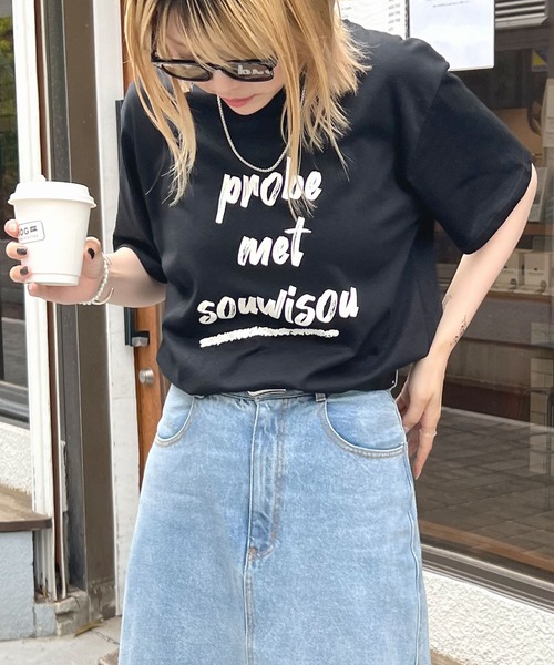 ABYS（アビス）の「プリントロゴ半袖Tシャツ（Tシャツ/カットソー・レディース・ホワイト×ブラック/ホワイト×ブルー/ブラック×ホワイト・FREE）」の14枚目の写真