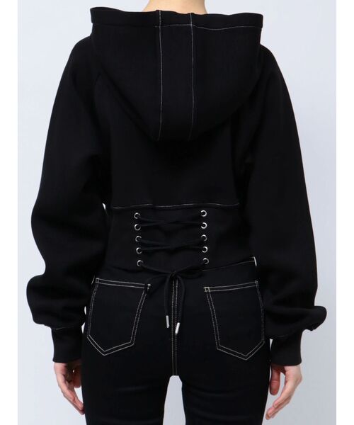 GYDA（ジェイダ）の「バックレースアップショートパーカー（パーカー・レディース・ブラック/ベージュ/オフホワイト・FREE）」の21枚目の写真