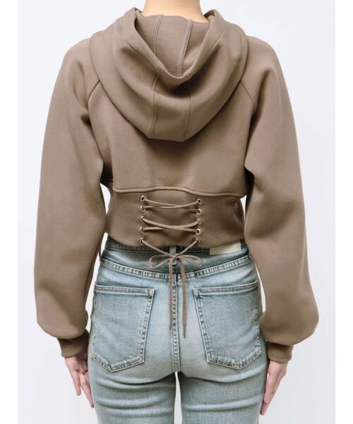 GYDA（ジェイダ）の「バックレースアップショートパーカー（パーカー・レディース・ブラック/ベージュ/オフホワイト・FREE）」の20枚目の写真