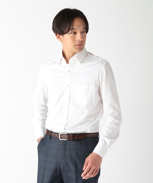 CROWDED CLOSET(クラウデッドクローゼット)の「DISNOTICEDツイルジャージビジネスシャツ(ビジネスシャツ・メンズ・グレー/ホワイト/ネイビー・02/03/04)」の2枚目の写真