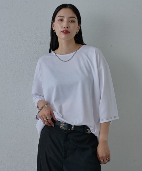 COLONY 2139（コロニートゥーワンスリーナイン）の「サステナポンチクロップドスリーブT（Tシャツ/カットソー・メンズ・ホワイト/チャコールグレー/ブラック・MEDIUM/LARGE）」の2枚目の写真