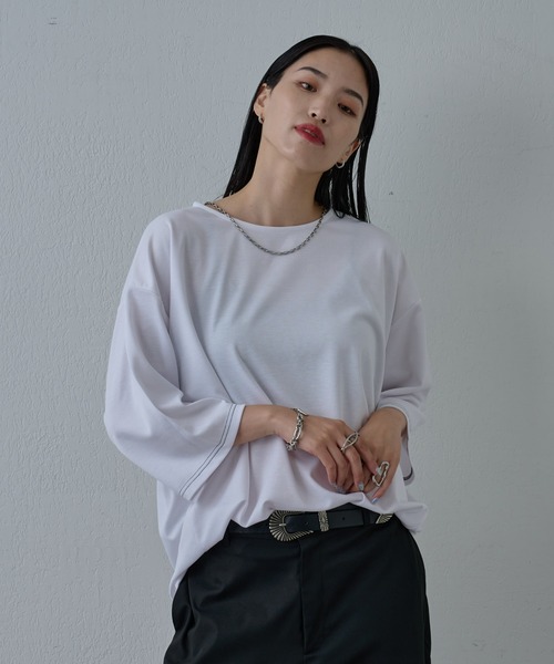 COLONY 2139（コロニートゥーワンスリーナイン）の「サステナポンチクロップドスリーブT（Tシャツ/カットソー・メンズ・ホワイト/チャコールグレー/ブラック・MEDIUM/LARGE）」の4枚目の写真