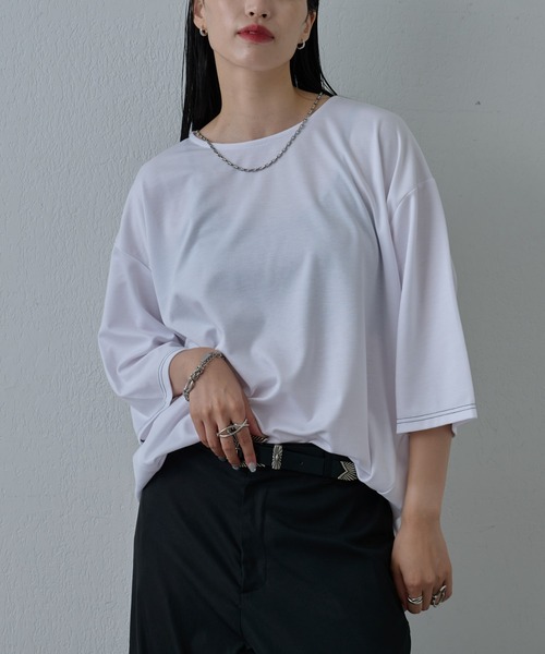 COLONY 2139（コロニートゥーワンスリーナイン）の「サステナポンチクロップドスリーブT（Tシャツ/カットソー・メンズ・ホワイト/チャコールグレー/ブラック・MEDIUM/LARGE）」の7枚目の写真