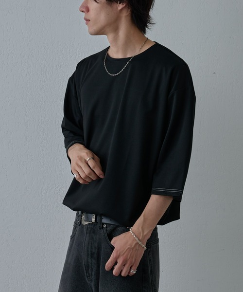 COLONY 2139（コロニートゥーワンスリーナイン）の「サステナポンチクロップドスリーブT（Tシャツ/カットソー・メンズ・ホワイト/チャコールグレー/ブラック・MEDIUM/LARGE）」の8枚目の写真