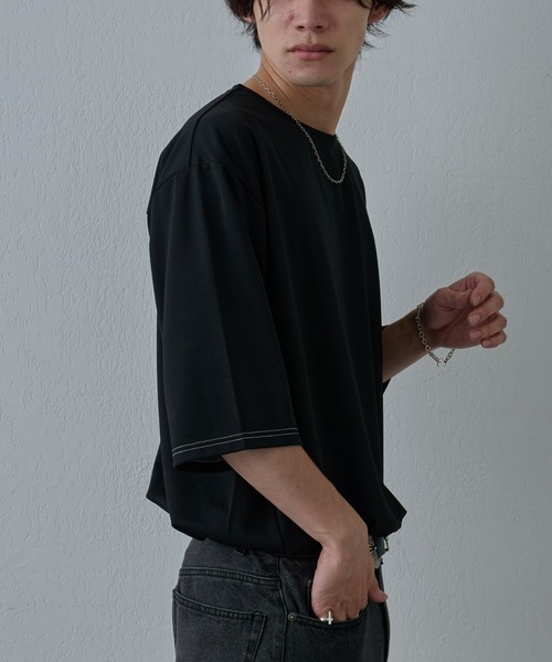 COLONY 2139（コロニートゥーワンスリーナイン）の「サステナポンチクロップドスリーブT（Tシャツ/カットソー・メンズ・ホワイト/チャコールグレー/ブラック・MEDIUM/LARGE）」の10枚目の写真