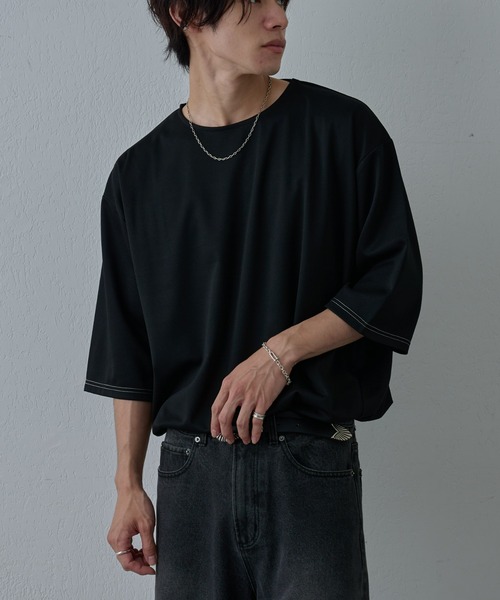 COLONY 2139（コロニートゥーワンスリーナイン）の「サステナポンチクロップドスリーブT（Tシャツ/カットソー・メンズ・ホワイト/チャコールグレー/ブラック・MEDIUM/LARGE）」の11枚目の写真