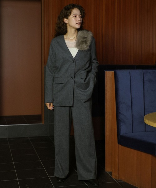 select MOCA（セレクトモカ）の「【ZOZO限定】ツイードノーカラージャケット（ノーカラージャケット・レディース・チャコール/ブラウン・FREE）」の6枚目の写真