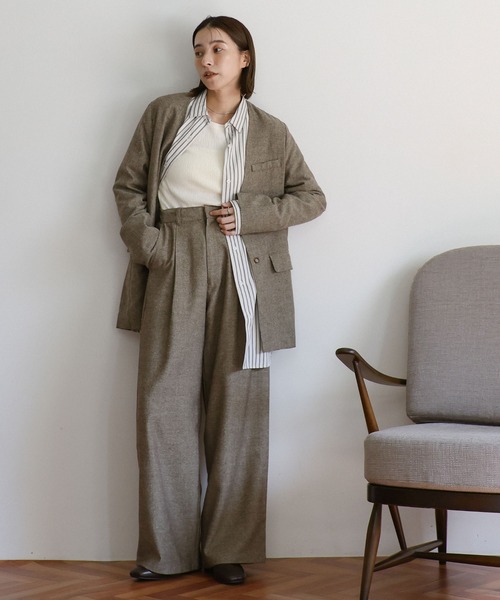select MOCA（セレクトモカ）の「【ZOZO限定】ツイードノーカラージャケット（ノーカラージャケット・レディース・チャコール/ブラウン・FREE）」の22枚目の写真