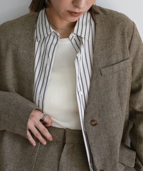 セール】【ZOZO限定】ツイードノーカラージャケット（ノーカラー