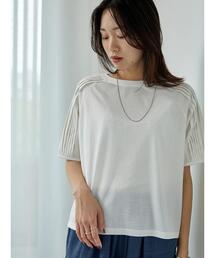 Samansa Mos2 blue | 袖タックプルオーバー(Tシャツ/カットソー)