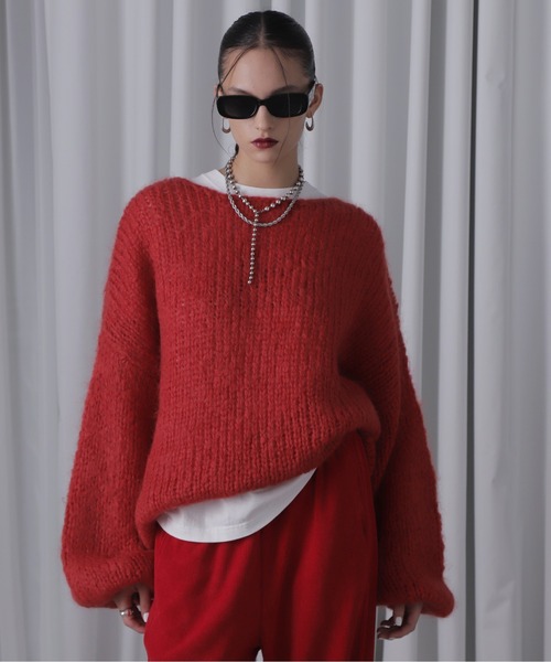 mici（ミチ）の「(mici)モヘアミックスオーバーニット（ニット/セーター・レディース・ホワイト系その他/ワインレッド/レッド・FREE）」の18枚目の写真