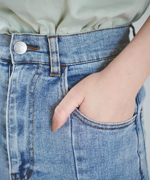 mil(ミル)の「【150㎝前後の小柄さんサイズ】カットオフスキニーデニム(デニムパンツ・レディース・ブラック/サックスブルー/ネイビー・XS/S/M)」の5枚目の写真