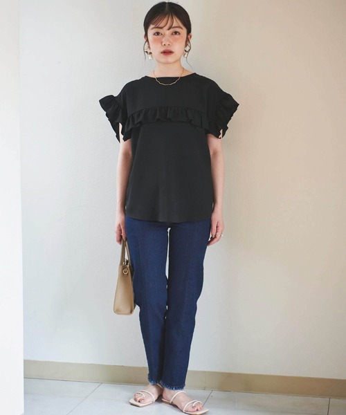 mil(ミル)の「【150㎝前後の小柄さんサイズ】カットオフスキニーデニム(デニムパンツ・レディース・ブラック/サックスブルー/ネイビー・XS/S/M)」の16枚目の写真