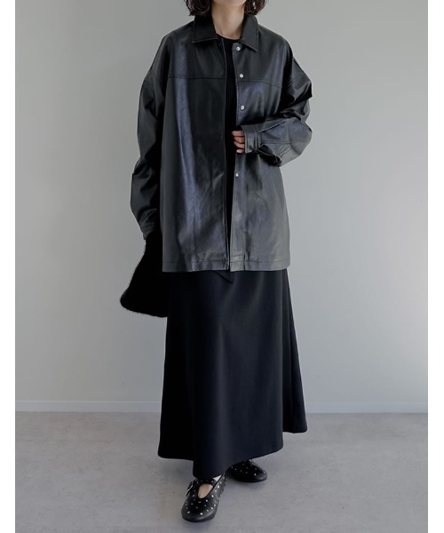 セール】ミドル丈フェイクレザージャケット（ブルゾン）｜Re:EDIT