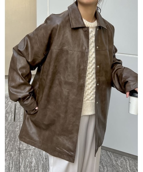 2024秋　レザージャケットと 2024ローズミディワンピースセット 2024秋 レザージャケットと 2024ローズミディワンピースセット 2024秋