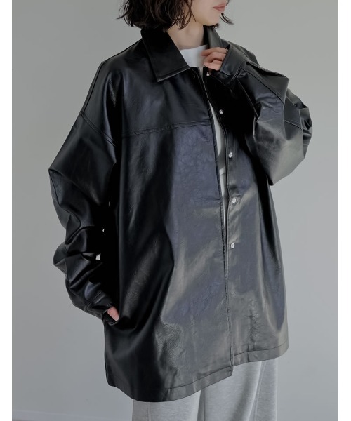 セール】ミドル丈フェイクレザージャケット（ブルゾン）｜Re:EDIT