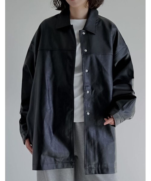 セール】ミドル丈フェイクレザージャケット（ブルゾン）｜Re:EDIT