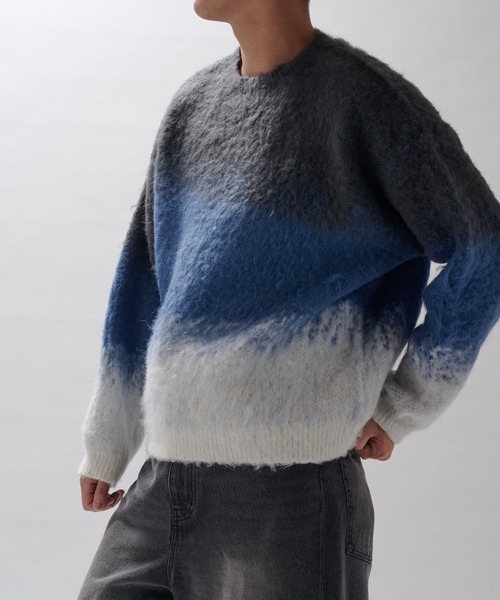 Lui's(ルイス)の「シャーギー3トーンニット(ニット/セーター・メンズ・ブラック/グレー・FREE)」の3枚目の写真