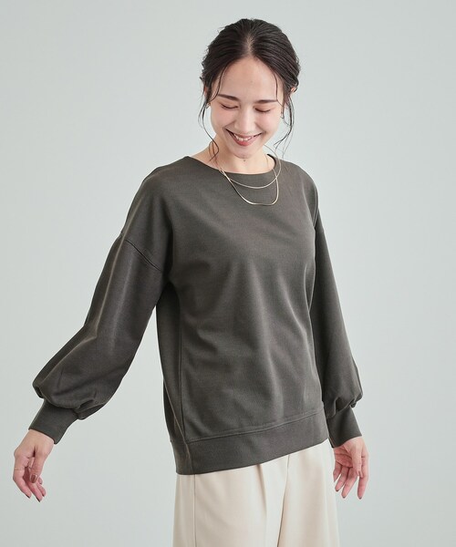 DRESKIP（ドレスキップ）の「◆【洗える】きれいめ上品な 大人のパフスリーブトップス（Tシャツ/カットソー・レディース・チャコールグレー/アイボリー系/ライトグリーン/ブラック系・02/03/04）」の6枚目の写真