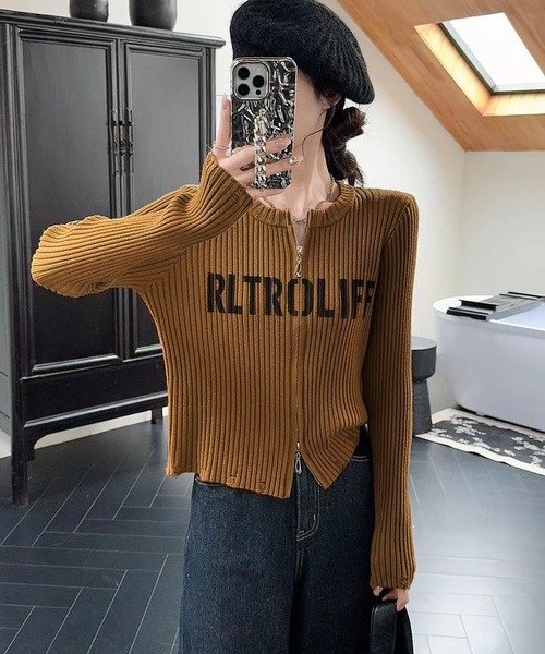 SpRay（スプレイ）の「リブロゴプリントWジップニット（ニット