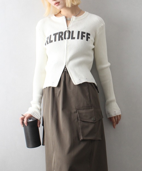 SpRay（スプレイ）の「リブロゴプリントWジップニット（ニット