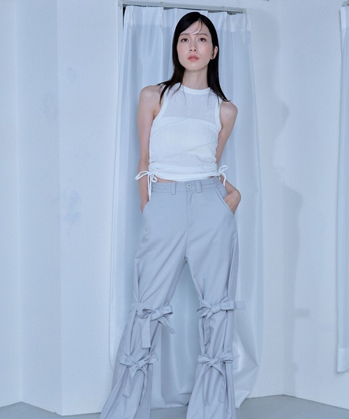 Nora Lily elle（ノラリリーエル）の「【Nora Lily】「elle」Bias Cutting Rib Sleeve-less Top（Tシャツ/カットソー・レディース・ホワイト/ライム・FREE）」の14枚目の写真