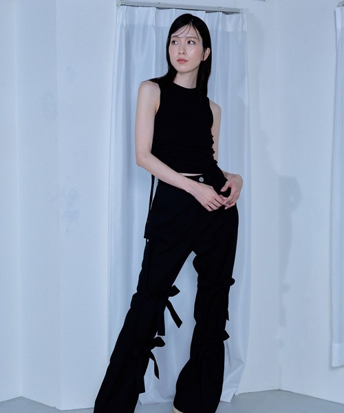 Nora Lily elle（ノラリリーエル）の「【Nora Lily】「elle」Bias Cutting Rib Sleeve-less Top（Tシャツ/カットソー・レディース・ホワイト/ライム・FREE）」の10枚目の写真