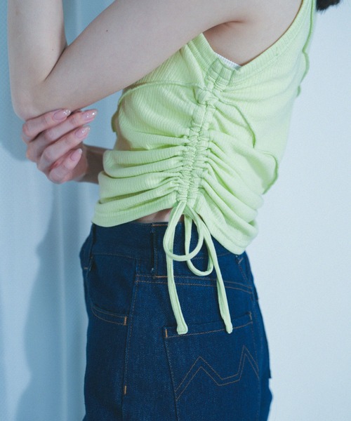 Nora Lily elle（ノラリリーエル）の「【Nora Lily】「elle」Bias Cutting Rib Sleeve-less Top（Tシャツ/カットソー・レディース・ホワイト/ライム・FREE）」の16枚目の写真