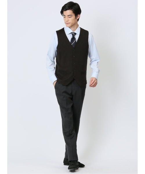 Alexander Julian（アレキサンダージュリアン）の「アレキサンダージュリアン ウォッシャブル ウール混 カルゼジャガード 前開きベスト（ベスト・メンズ・ブラウン/グレー系その他2・LARGE/X-LARGE/MEDIUM）」の5枚目の写真