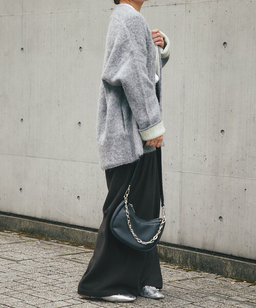 un dix cors（アンディコール）の「《柔らかい素材で軽い着心地》Wフェイス起毛ニットコート（ノーカラーコート・レディース・ブルー/グレー/ベージュ・FREE）」の10枚目の写真