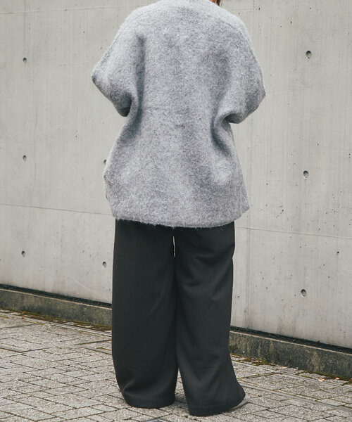 un dix cors（アンディコール）の「《柔らかい素材で軽い着心地》Wフェイス起毛ニットコート（ノーカラーコート・レディース・ブルー/グレー/ベージュ・FREE）」の11枚目の写真