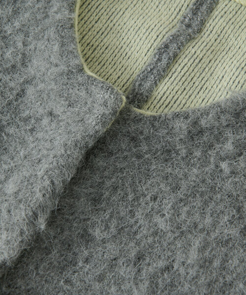 un dix cors（アンディコール）の「《柔らかい素材で軽い着心地》Wフェイス起毛ニットコート（ノーカラーコート・レディース・ブルー/グレー/ベージュ・FREE）」の20枚目の写真