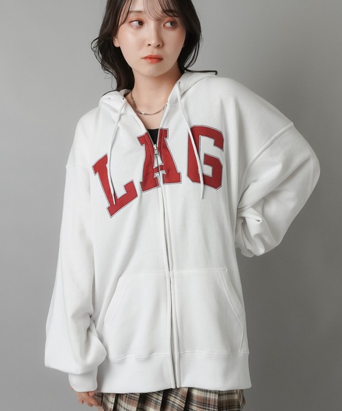 SPINNS(スピンズ)の「オーバーサイズジップパーカー LAGロゴ / カレッジロゴ(パーカー・レディース・杢グレー/ブラック/スミクロ/ネイビー/オフホワイト/オートミール/グレー系その他・ONESIZE)」の15枚目の写真