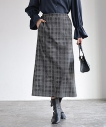 ロング丈 柄が選べるカシミヤタッチIラインスカート