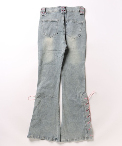 MORE self LOVE(モアセルフラブ)の「サイドレースアップデニム(デニムパンツ・レディース・ブルー・X-LARGE/LARGE/MEDIUM/SMALL)」の12枚目の写真