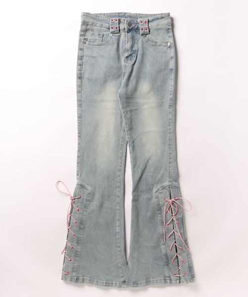 MORE self LOVE(モアセルフラブ)の「サイドレースアップデニム(デニムパンツ・レディース・ブルー・X-LARGE/LARGE/MEDIUM/SMALL)」の11枚目の写真
