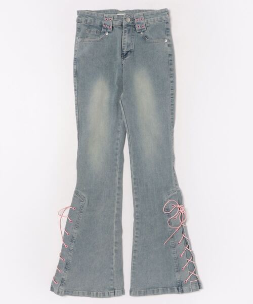 MORE self LOVE(モアセルフラブ)の「サイドレースアップデニム(デニムパンツ・レディース・ブルー・X-LARGE/LARGE/MEDIUM/SMALL)」の17枚目の写真
